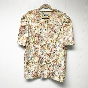 VTG Dress Savvy Made in the USA Multicolor Floral Button-Down Shirt 20 W